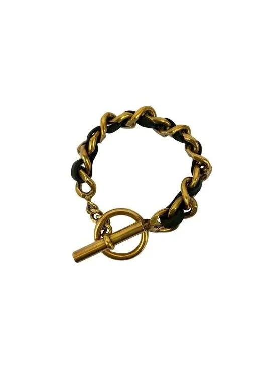 Chanel Chain Leather GP Bracelet Bangle - Picture 3 of 5